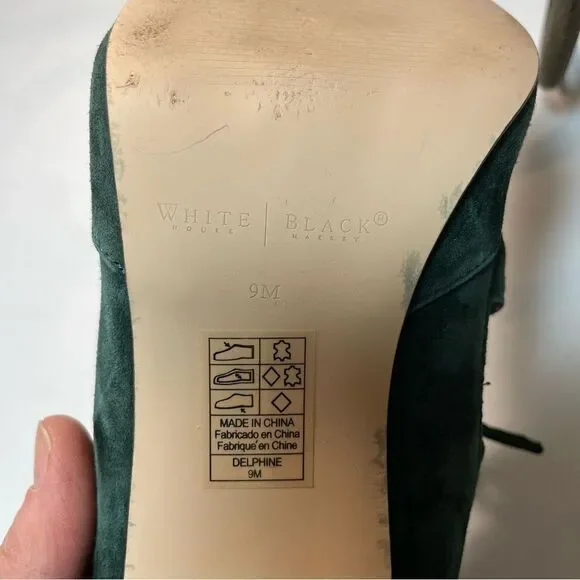 White House black market Money Green Suede Lace Up Heels 9 - Picture 2 of 10